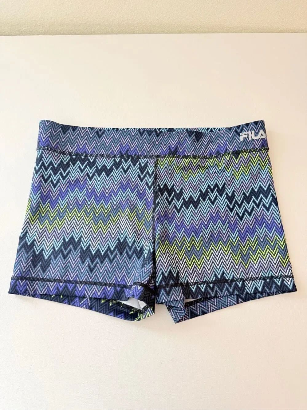FILA Compression Athletic Shorts Size Large Blue Flame